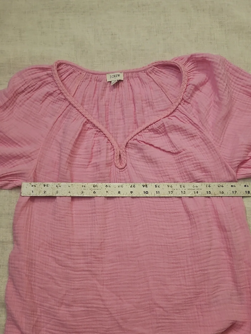 J CREW NWT 100% Gauzy Cotton Pink V Neck Size S
